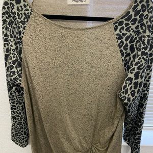 Brand new olive green leopard top